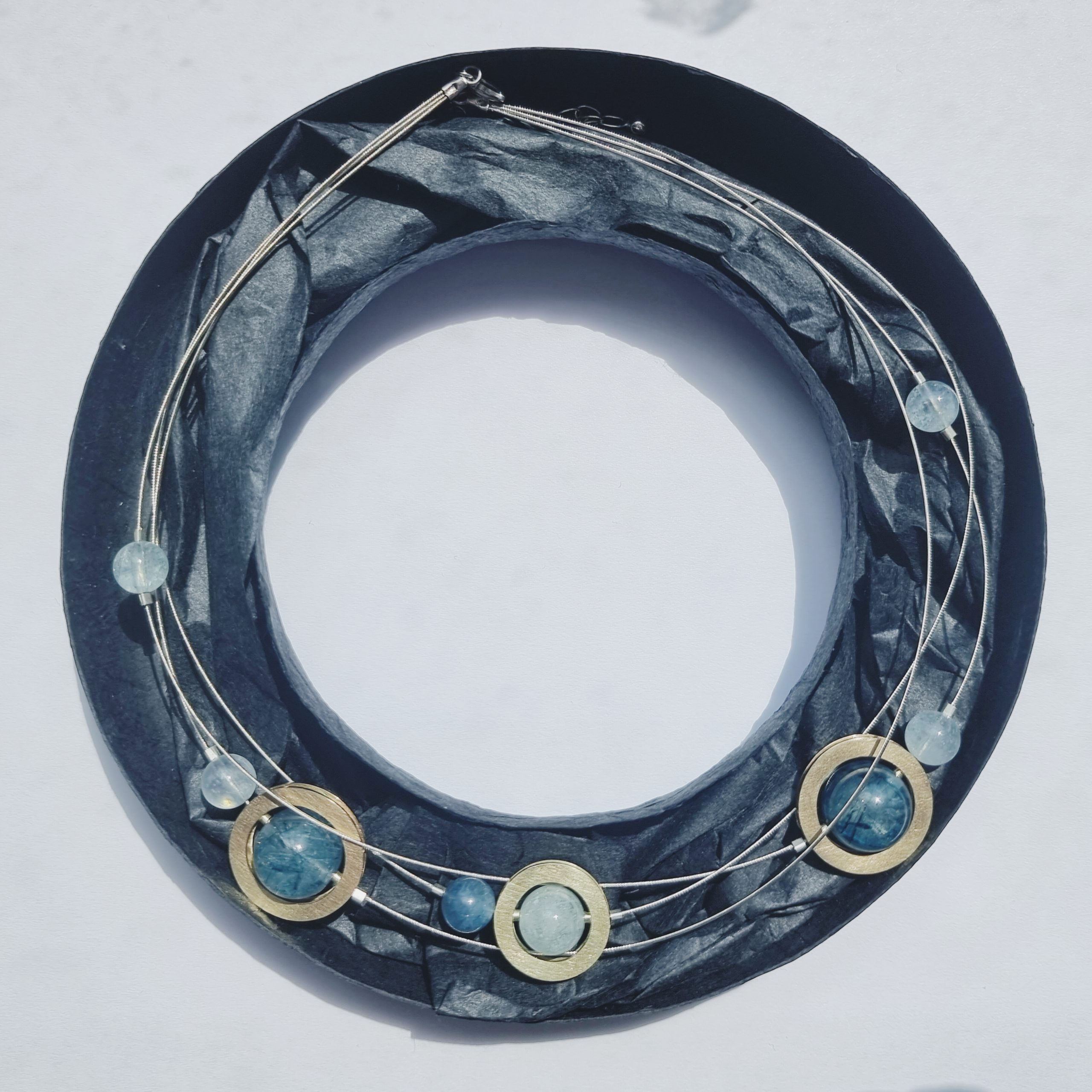 Collier mit besonders tollen Rutilquarz-Kugeln mit Gold in Münchberg