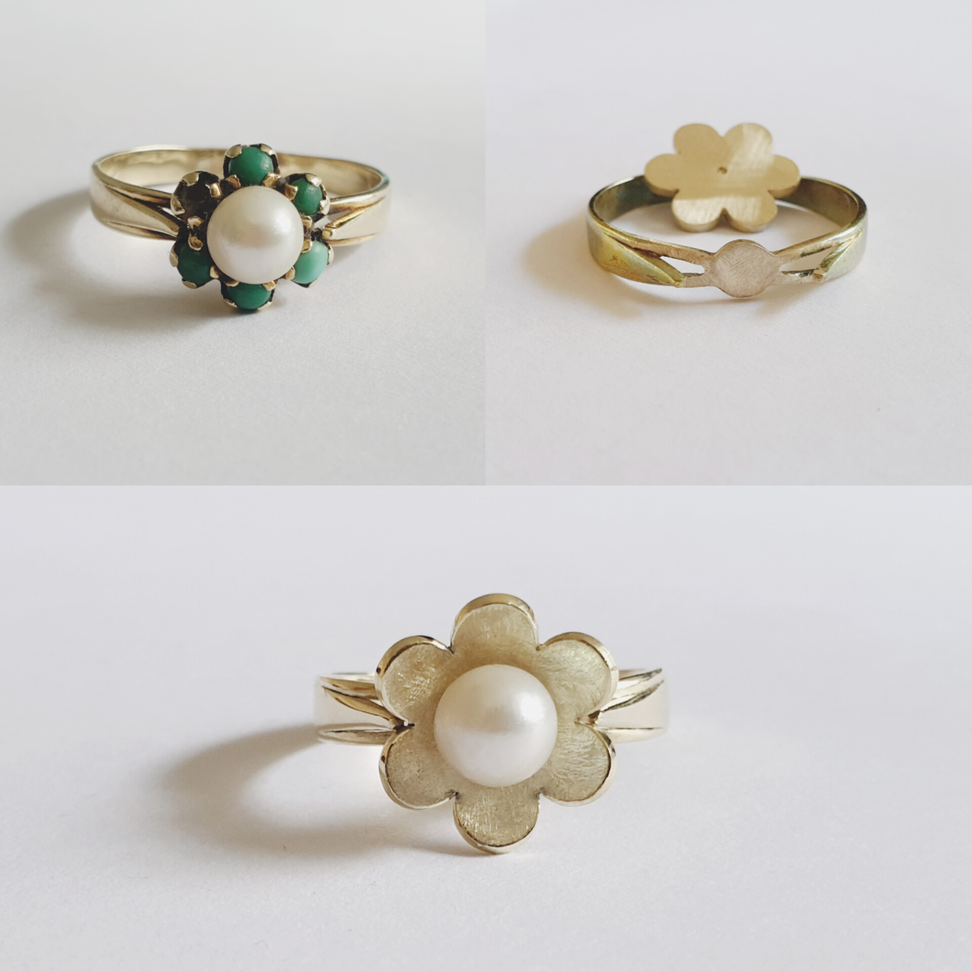 Umarbeitung eines alten Goldrings mit Perle und einem Blumendesign in Münchberg